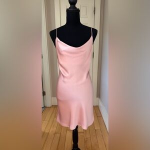 Tru Blu blush pink satin cowl neck adjustable strap mini slip dress women’s‎ XS
